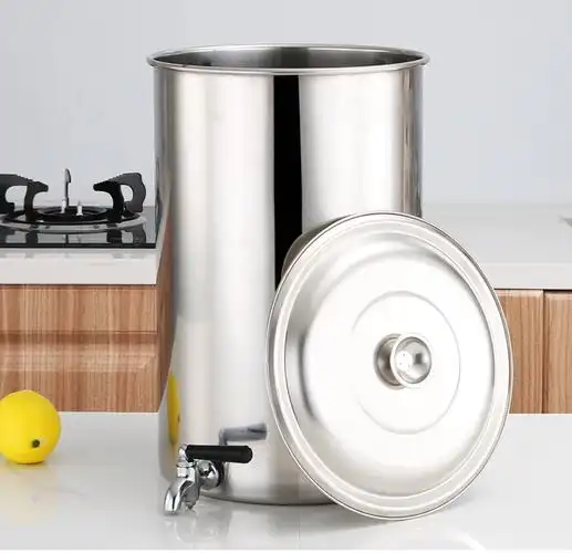 不锈钢油桶带龙头304不锈钢储水桶加厚高身水桶内耳水池桶带水龙头带