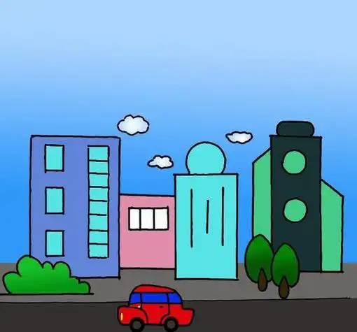关于美丽的风景城市的简笔画