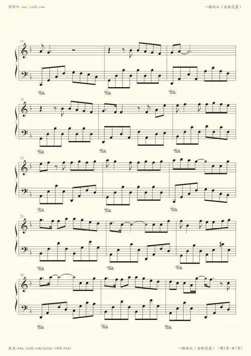 钢琴谱 - 一路向北(完美演奏版,选自2005年专辑《十一月的肖邦》)