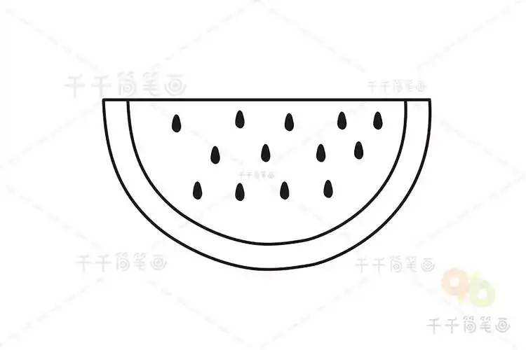 半块西瓜简笔画