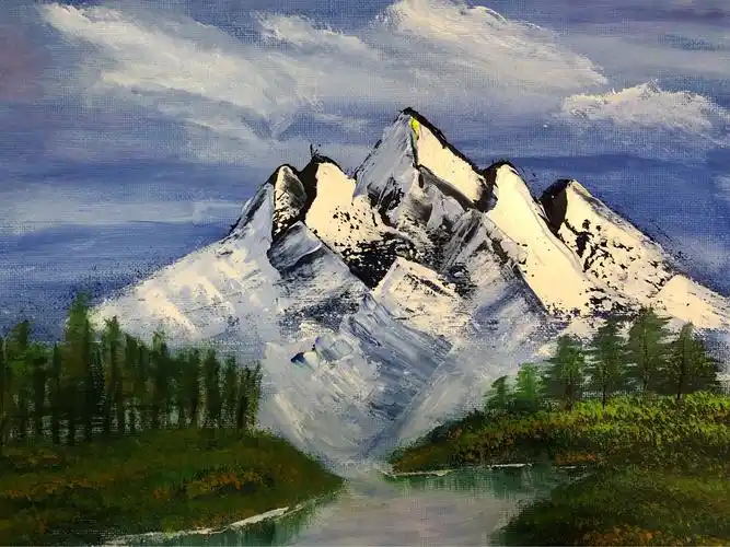 黑白刮刀双侠大作,雪山如此壮美,花瓶具有印象派气息.欧耶!