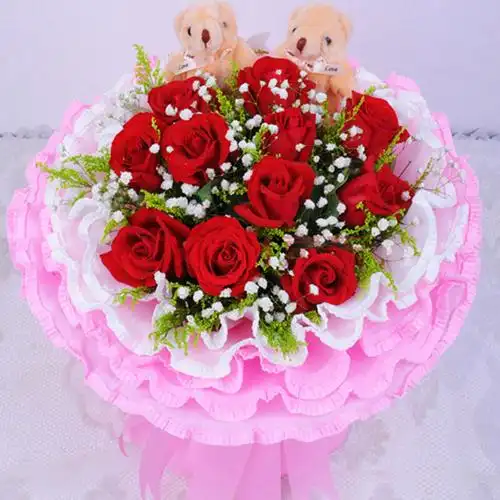 乐舞鲜花速递 爱情11朵红玫瑰花束 生日情人节订花 全国鲜花快递 节日