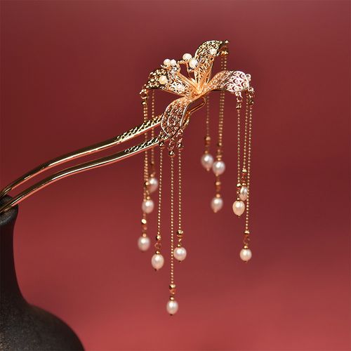 华容珠翠手工珍珠发簪发钗步古典古风盘发发饰品发饰