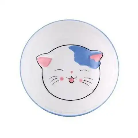 小猫图案陶瓷碗碗可爱儿童学生家用网虹创意卡通动物造型浮雕图案