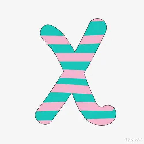 条纹字母xpng素材透明免抠图片-卡通手绘