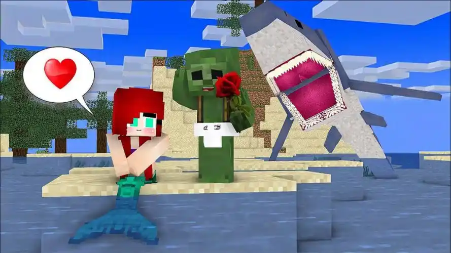 我的世界mc动画:小僵尸与小美人鱼的故事