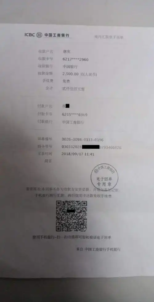 祝某提供的"境内汇款电子回单"