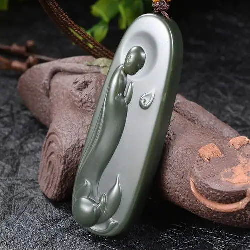 细腻无瑕【悟道】和田玉挂件 雕工精细 线条柔美44克#12008