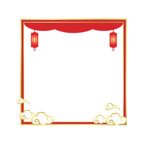 中国风红色边框灯笼祥云图片