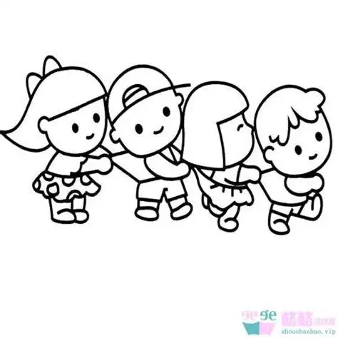 小朋友排队简笔画人物