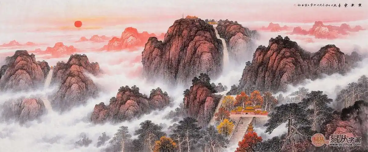 备受国人喜爱的王宁泰山日出山水画盘点让你一次看个够
