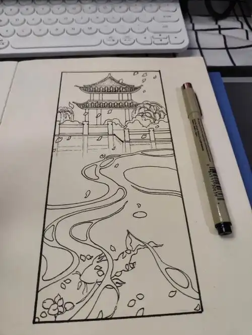 水面的表现形式 针管笔手绘