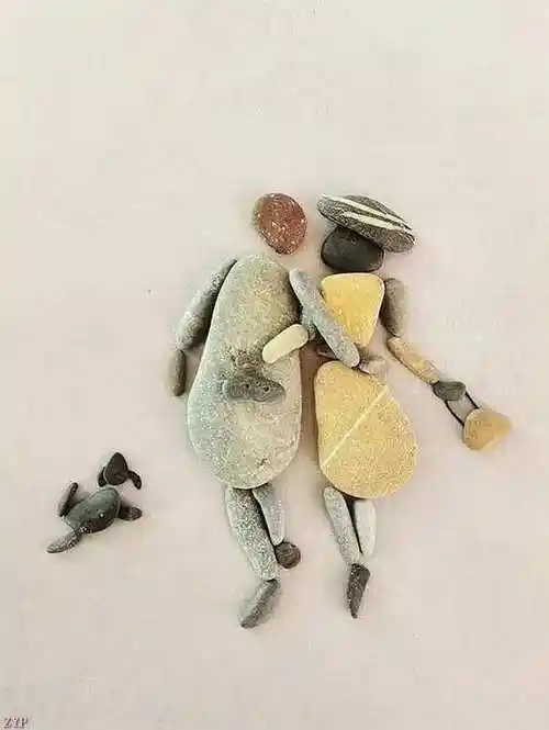 石头拼画,好浪漫!