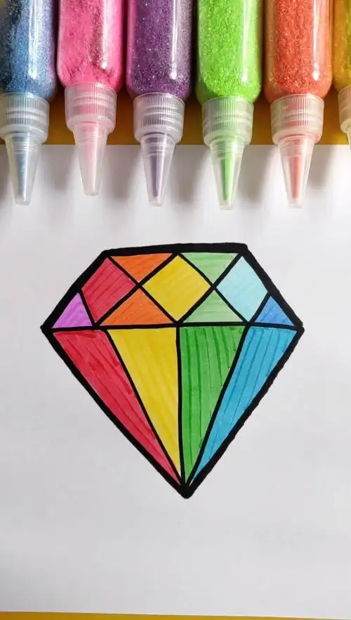 简笔画彩色钻石
