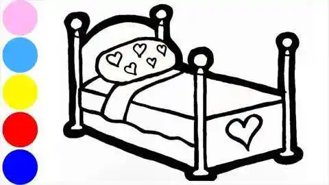 儿童简笔绘画  :公主床和绘图学习颜色