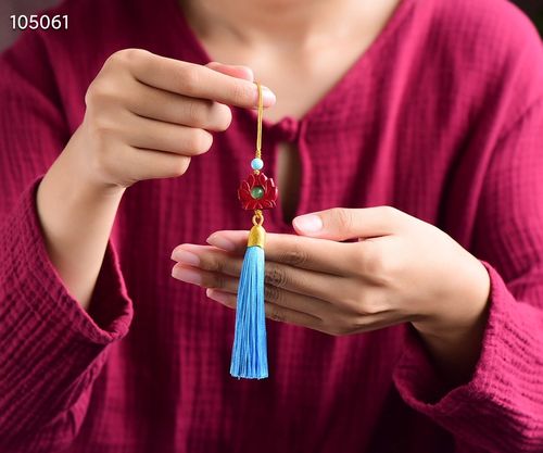 原创独家设计天然原矿朱砂 紫金砂莲花手机挂件 包挂 纯手工