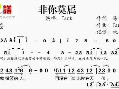 非你莫属 tank 歌谱 简谱