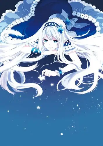 p站 二次元 插画 少女 头像 原创 星空を饰る 白发 漂亮 绮丽 画师