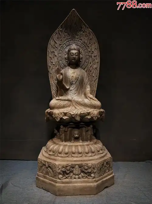 精美汉白玉彩绘坐佛居家供奉