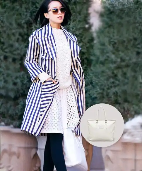 幸福新娘刘诗诗 longchamp珑骧白色手提包 shop now