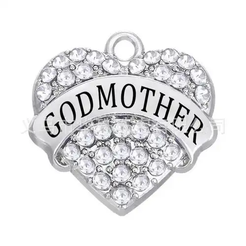 跨境欧美合金桃心字母 godmother 母亲节手链吊坠饰品批发