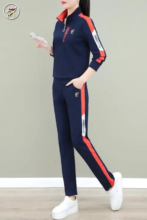 【正品】春秋季运动服套装女式新款妈妈大码休闲跑步服卫衣两件套