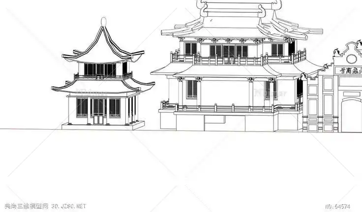 山西各种民居戏楼酒楼等17栋建筑模型中式建筑
