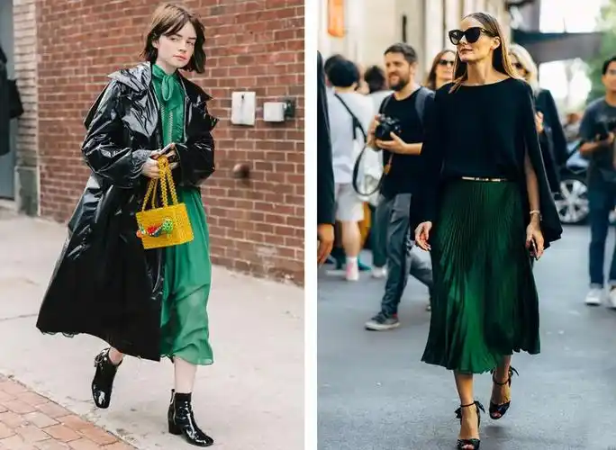 绿 黑 黑色与绿色亦是大写的般配,冷艳潇洒御姐气场十足.