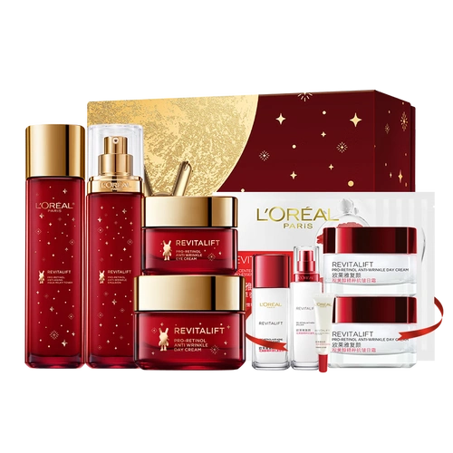 欧莱雅loreal复颜视黄醇抗皱新年美上天礼盒护肤套装新年礼物日霜水乳