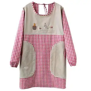 可擦手家用厨房长袖纯棉加厚围裙