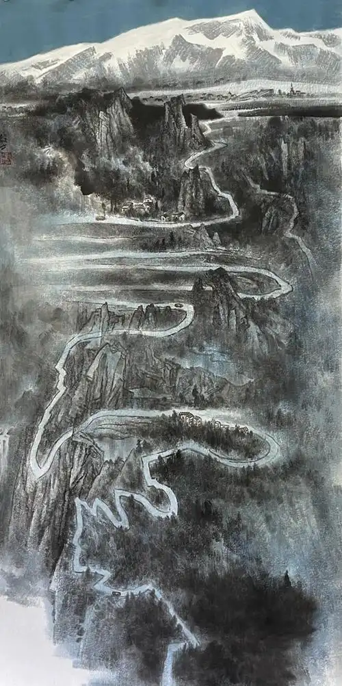 李毅力  《仙女山路十八盘》 国画