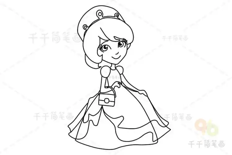 漂亮的公主涂色画模板小女孩的最爱