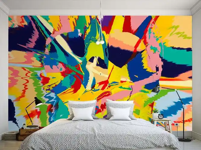 现代简约个性彩色涂鸦墙纸