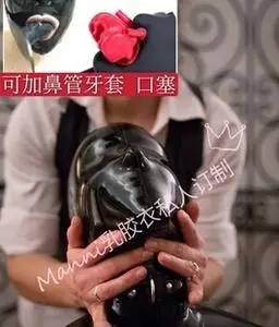 manni乳胶衣 乳胶窒息头套定制 口塞鼻管牙套 全包调教面具面罩