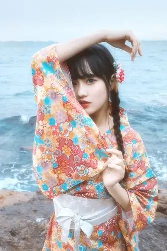 和服美女海边清新唯美写真高清图片