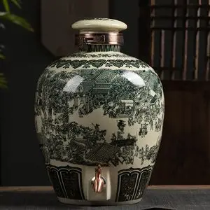 景德镇陶瓷酒坛酒缸五十斤装白酒坛子酒罐仿古酒坛泡酒空瓶带龙头