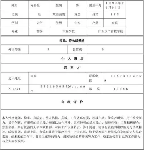 个人简历模板下载_个人(求职)简历空白表格