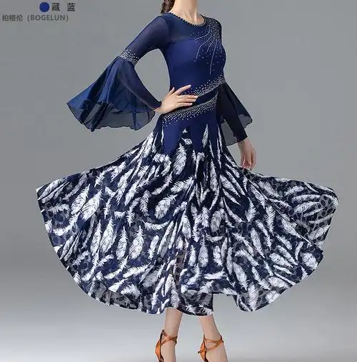 国标舞华尔兹交谊舞高端连衣裙摩登舞裙新款跳舞蹈比赛表演出大摆裙