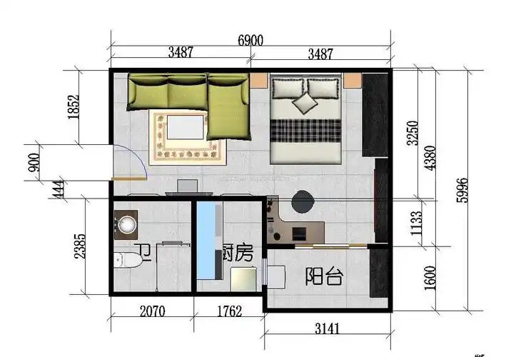70平米小户型平面图