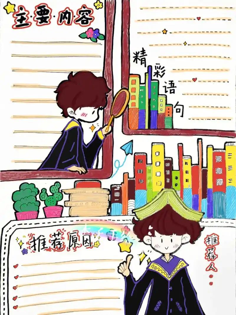 阅读小报 #读书小报 #手抄报模板 #竖版手抄报 #画画使我快乐