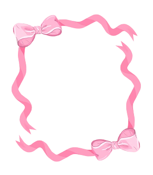 手绘粉色丝带蝴蝶结边框