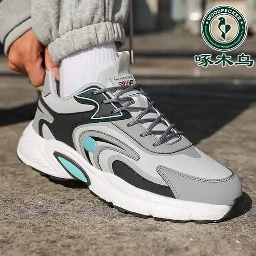 春季运动休闲鞋潮男士轻便减震防滑软底耐磨防水跑步鞋啄木鸟男鞋