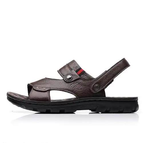 乔达奈凉鞋男士新款户外软底真皮休闲沙滩鞋男潮流夏季外穿防滑两用凉