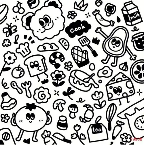 黑白线条涂鸦原创设计图案分享