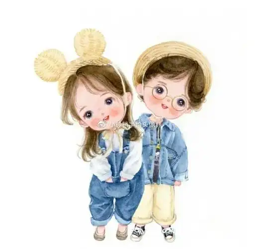 手绘情侣微信头像,幸福的感觉甜甜蜜蜜,秀恩爱必备!