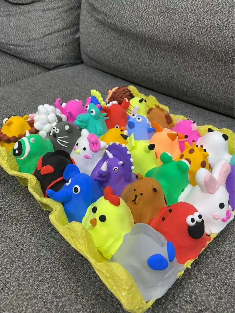 蛋托粘土动物 幼儿园手工