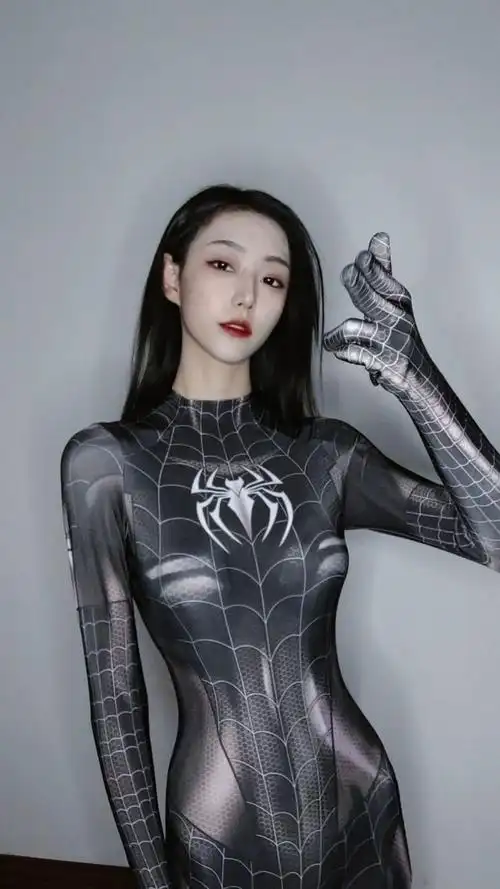 抖音黑色女蜘蛛侠紧身衣成人动漫服装cosplay性感角色扮演服 红蜘蛛