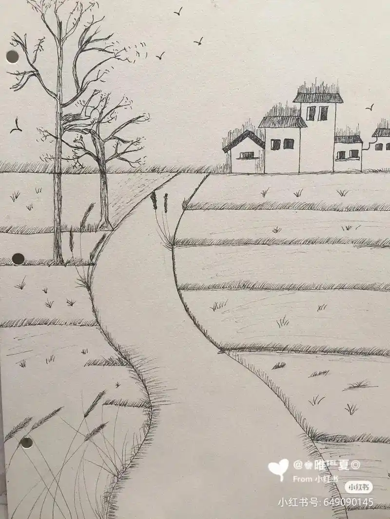 农家小院田园风光简笔画 - 抖音