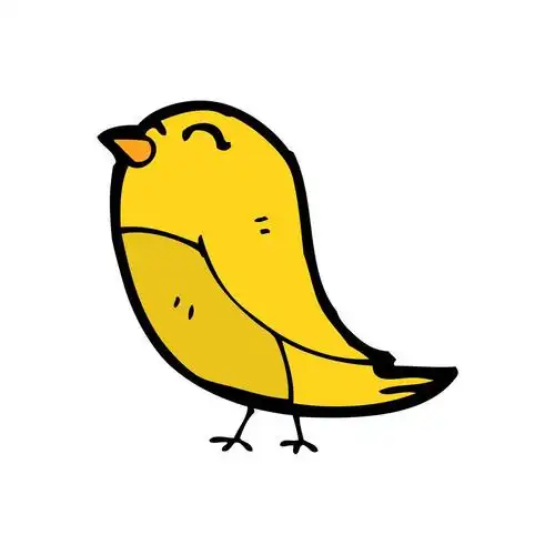 黄色鸟,在白色背景上的矢量,黄色鸟卡通