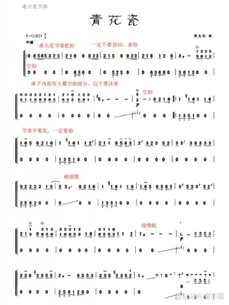 《青花瓷》扬琴古筝简谱来咯